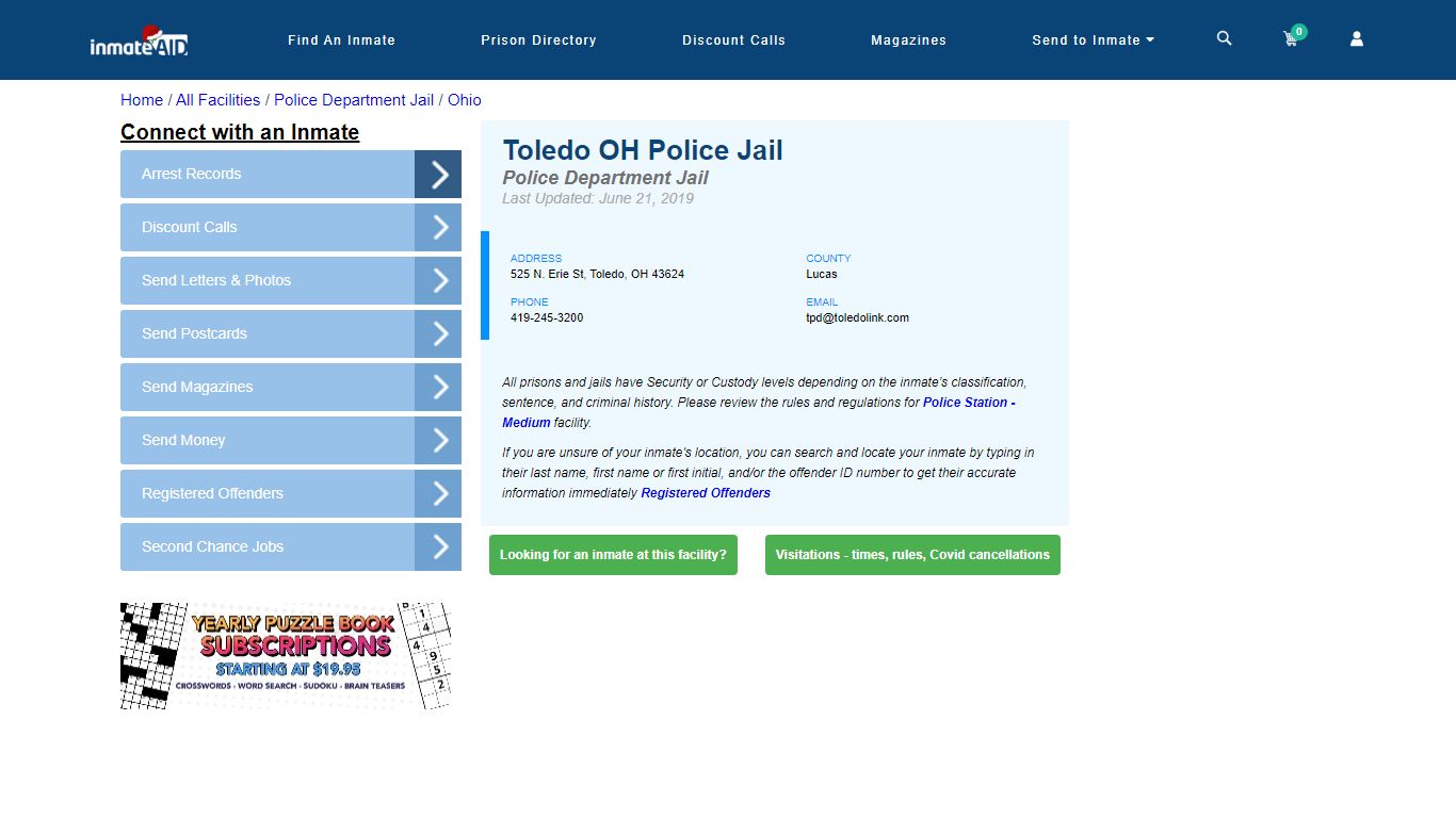 Toledo OH Police Jail & Inmate Search - Toledo, OH